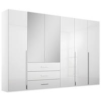 DREHTÜRENSCHRANK 301/223/60 cm,  in Weiß, Weiß Hochglanz, 6-türig  - Chromfarben/Weiß Hochglanz, Design, Glas/Holzwerkstoff (301/223/60cm) - home24