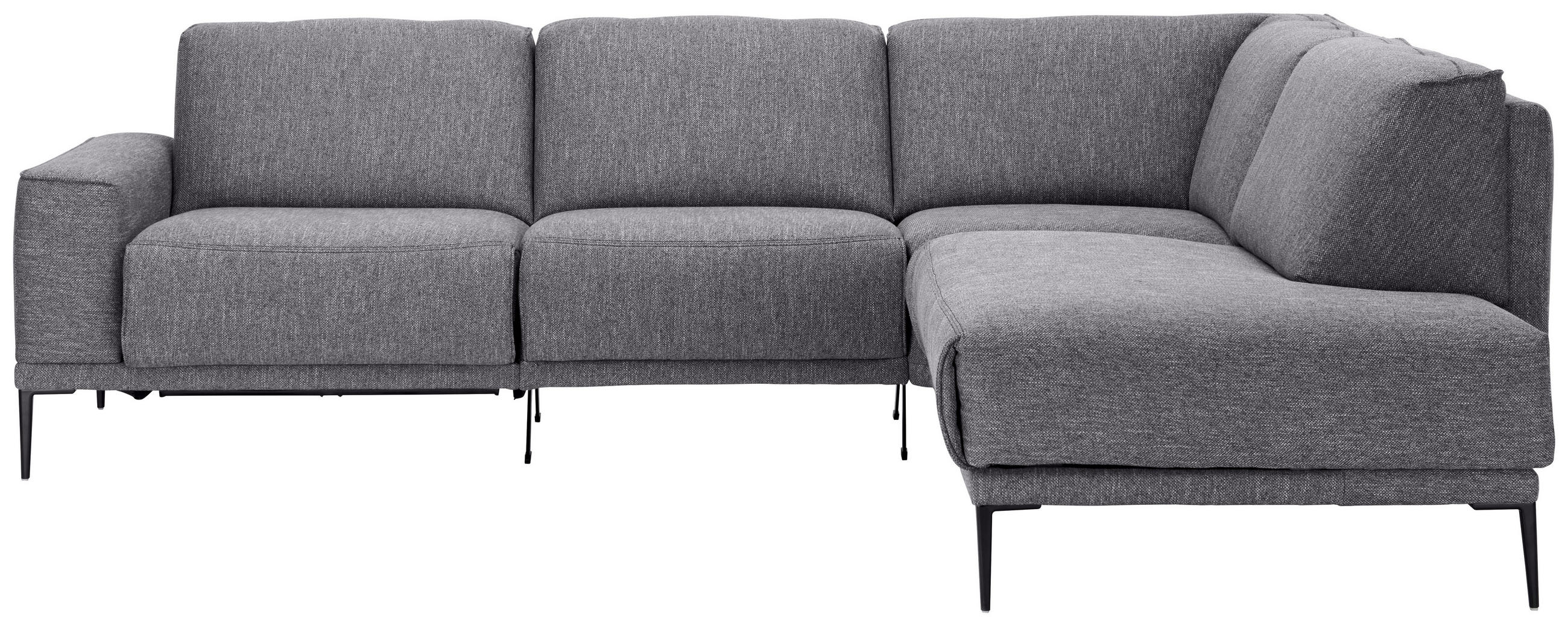 ECKSOFA in Flachgewebe Graphitfarben  - Schwarz/Graphitfarben, Design, Textil/Metall (260/210cm) - Johann Jakob