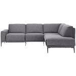 ECKSOFA in Flachgewebe Graphitfarben  260/210 cm  - Schwarz/Graphitfarben, Design, Textil/Metall (260/210cm) - Johann Jakob