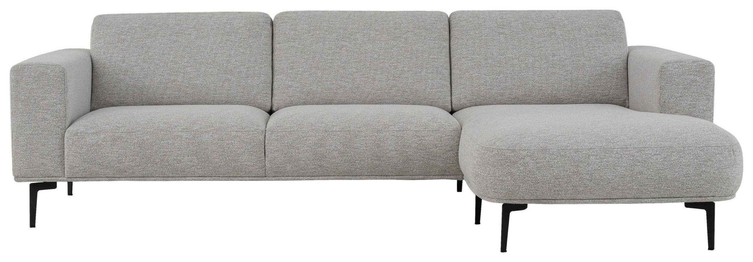 SOFFA i bouclé greige  - greige/svart, Klassisk, metall/trä (397/213cm) - Novel