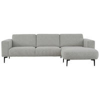 SOFFA i bouclé greige  - greige/svart, Klassisk, metall/trä (397/213cm) - Novel