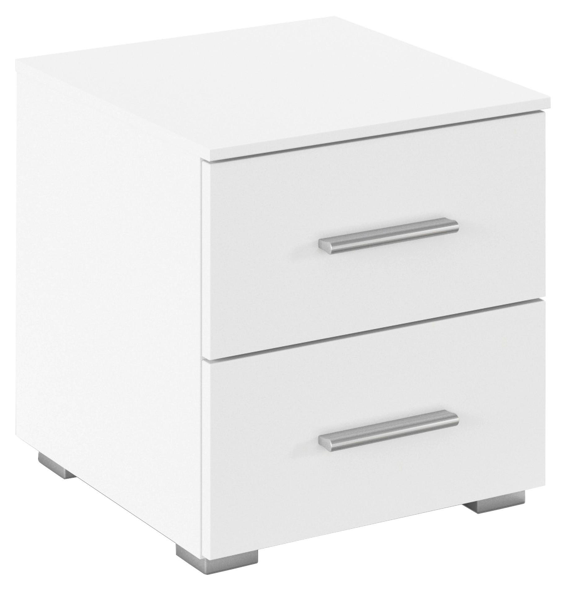 NACHTTISCH 40/42/42 cm  in Weiß  - Alufarben/Weiß, KONVENTIONELL, Holzwerkstoff/Kunststoff (40/42/42cm) - home24