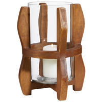 WINDLICHT Braun 14/20 cm  - Braun, Natur, Glas/Holz (14/20cm) - Ambia Home