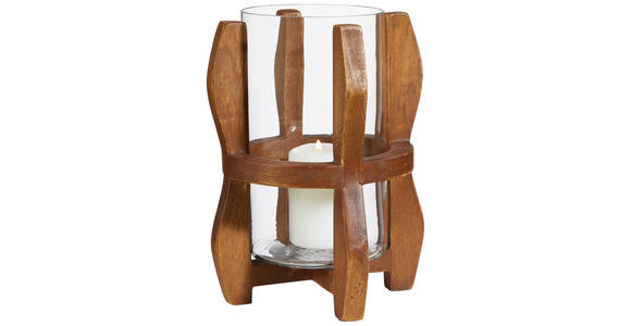 WINDLICHT Braun 14/20 cm  - Braun, Natur, Glas/Holz (14/20cm) - Ambia Home