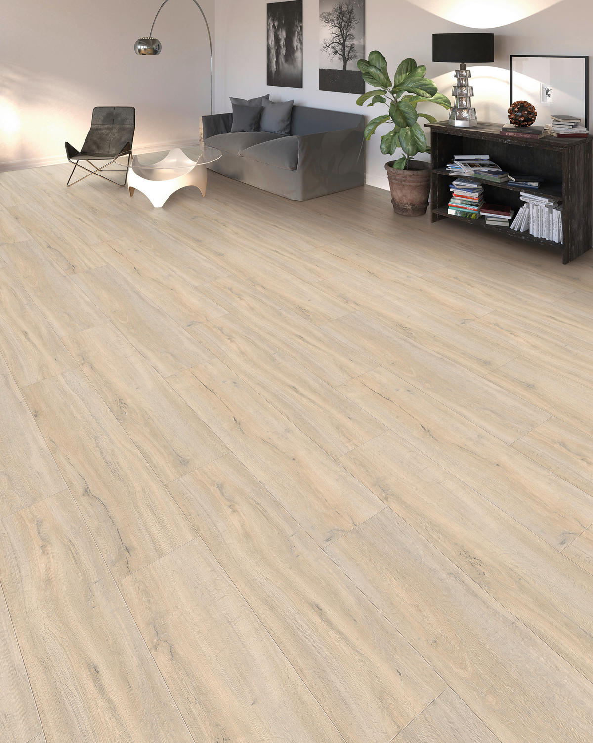 DESIGNBODEN Hydrostar Eiche Como  per  m² - Sandfarben, Design, Holzwerkstoff (128.2/23.5/0.65cm) - Living by HARO