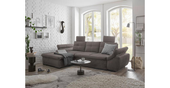 ECKSOFA in Mikrovelours Graubraun - Graubraun/Schwarz, KONVENTIONELL, Kunststoff/Textil (170/275cm) - Carryhome