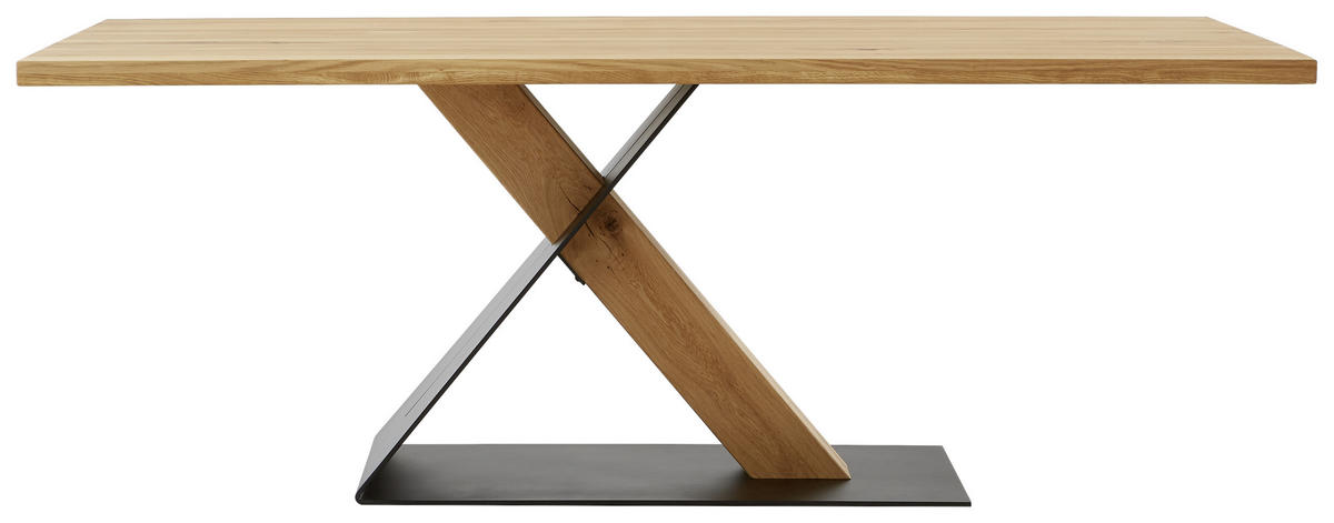 ESSTISCH Eiche massiv rechteckig Schwarz, Eichefarben  - Eichefarben/Schwarz, Natur, Holz (200/100/75cm) - Linea Natura