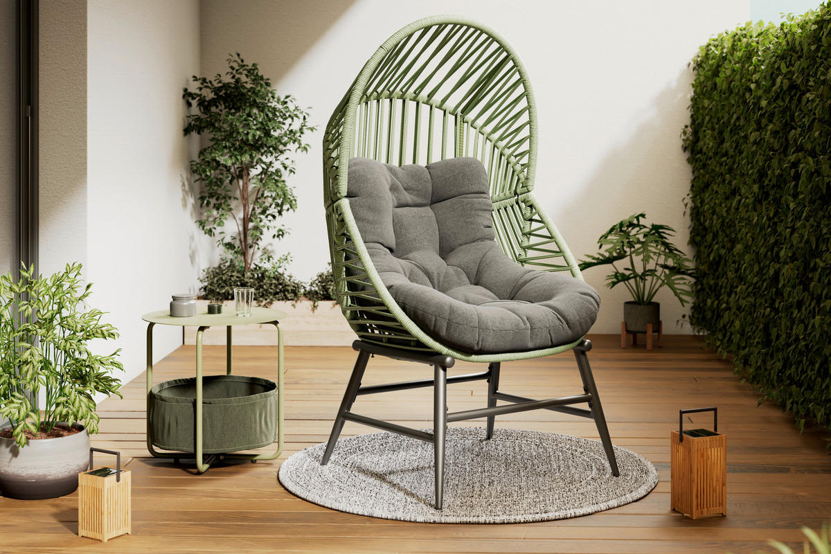 LOUNGESESSEL  - Anthrazit/Hellgrün, MODERN, Kunststoff/Textil (89/148,5/90cm) - Ambia Garden