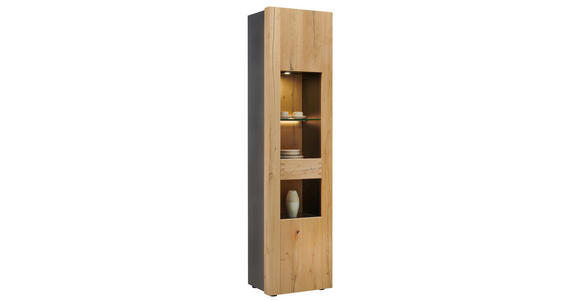 VITRINE  in furniert Asteiche Schwarz, Eichefarben - Eichefarben/Schwarz, MODERN, Glas/Holz (53/207/40cm) - Hom`in