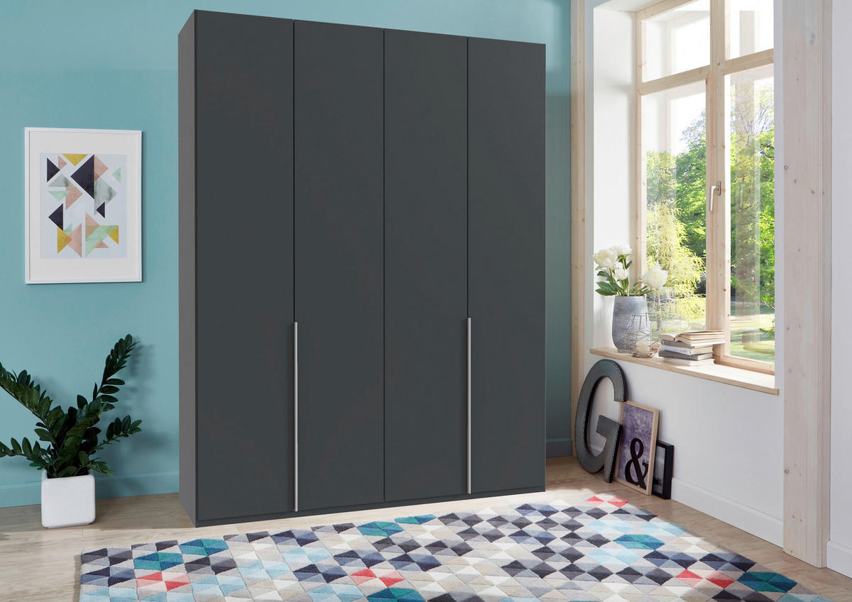 DREHTÜRENSCHRANK in Graphitfarben  - Alufarben/Graphitfarben, Modern, Holzwerkstoff/Metall (180/236/58cm) - MID.YOU