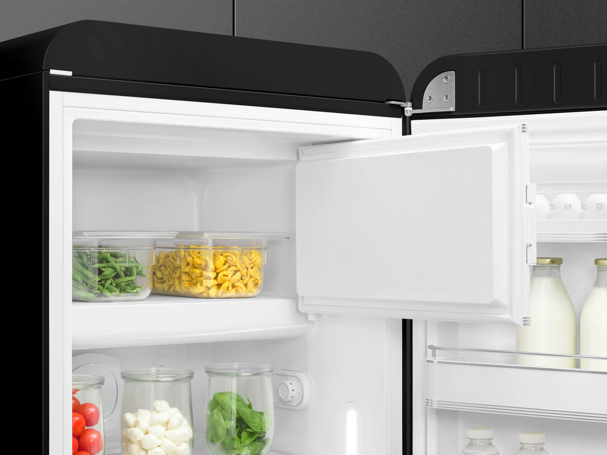 KÜHLSCHRANK 60/153/72,8 cm  - Schwarz, Basics, Glas/Metall (60/153/72,8cm) - SMEG