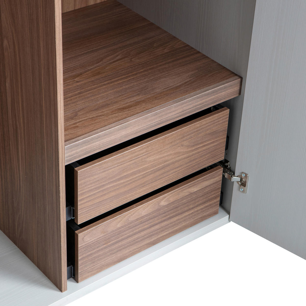 DREHTÜRENSCHRANK 110/210/58 cm 2-türig Grau  - Walnussfarben/Grau, Design, Holz (110/210/58cm) - Livetastic