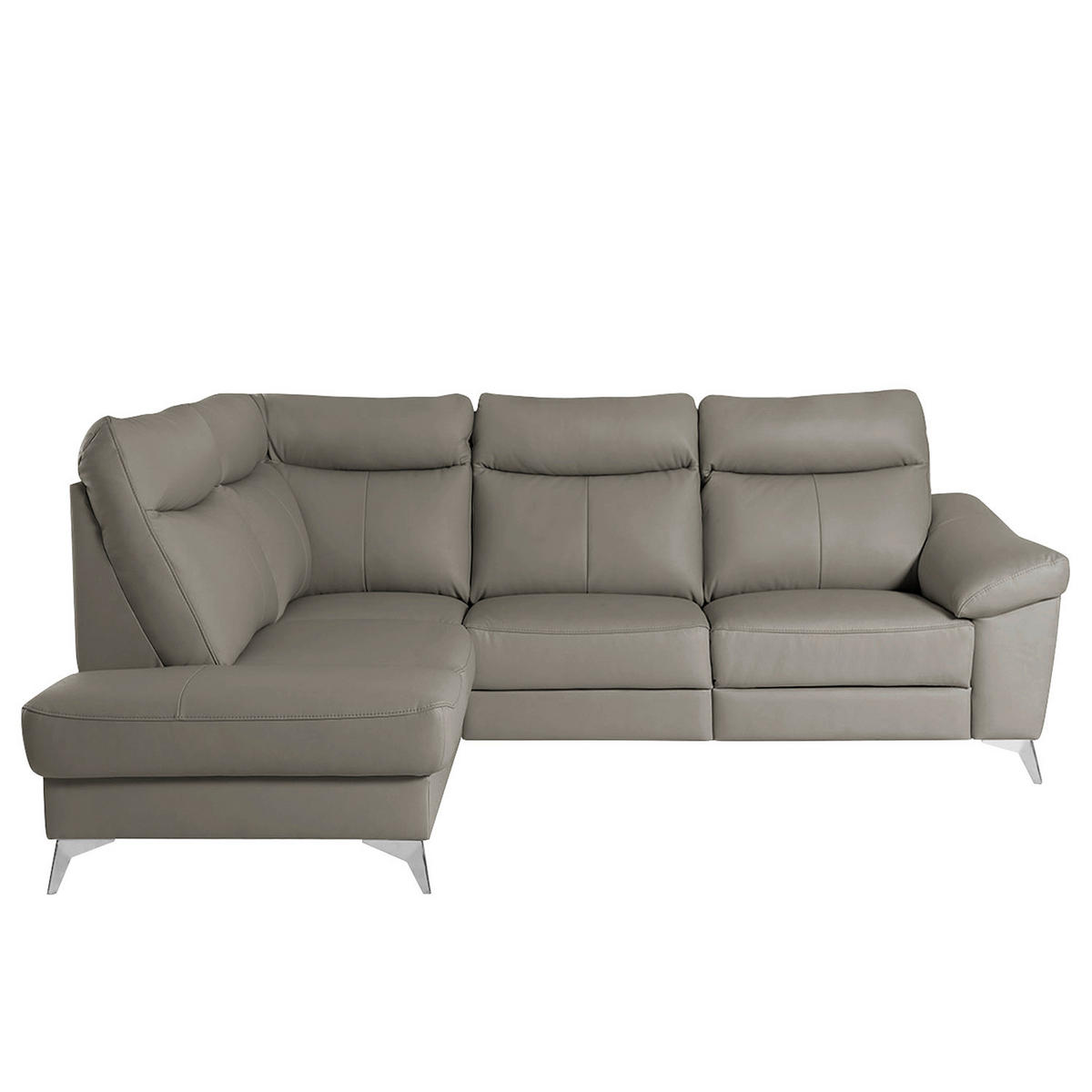 ECKSOFA Schlammfarben Echtleder Lederlook  - Chromfarben/Schlammfarben, Design, Leder/Textil (194cm) - Livetastic