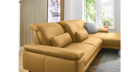 ECKSOFA in Echtleder Gelb 332/193 cm - Gelb/Schwarz, Design, Leder/Metall (332/193cm) - Dieter Knoll