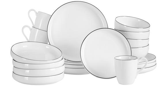 KOMBISERVICE Oslo 20-teilig - Schwarz/Weiß, Design, Keramik - Novel