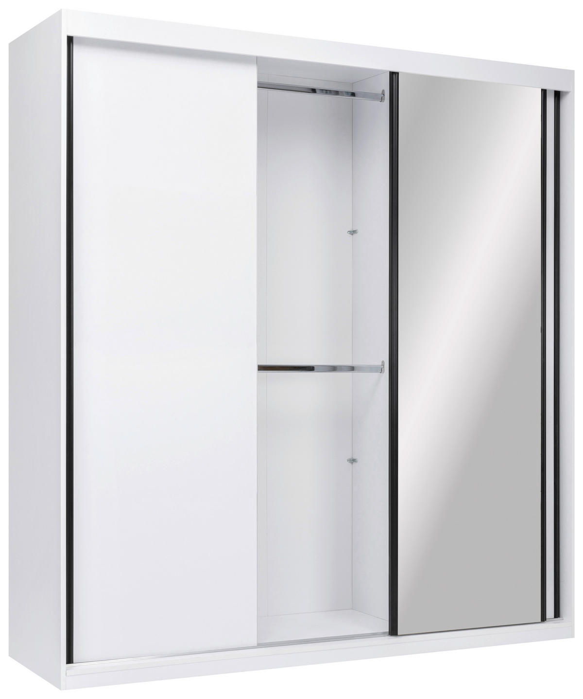 SCHIEBETÜRENSCHRANK 200/215/59,5 cm 3-türig  - Schwarz/Weiß, MODERN, Holzwerkstoff/Metall (200/215/59,5cm) - MID.YOU