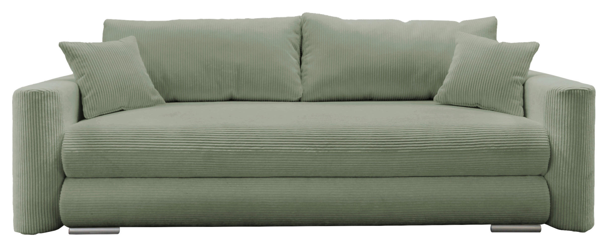 SCHLAFSOFA in Cord Grün  - Silberfarben/Grün, Design, Kunststoff/Textil (232/88/105cm) - MID.YOU