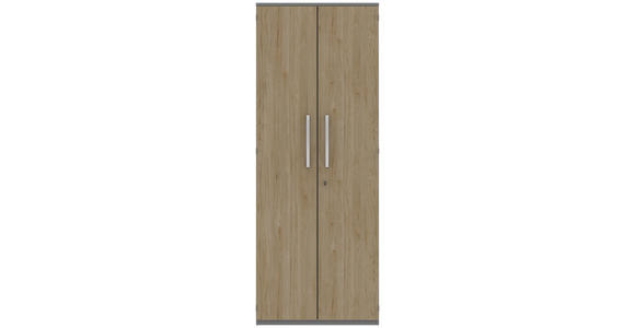 AKTENSCHRANK Grau, Eichefarben - Eichefarben/Grau, KONVENTIONELL, Holzwerkstoff (80/217,4/43cm) - Moderano