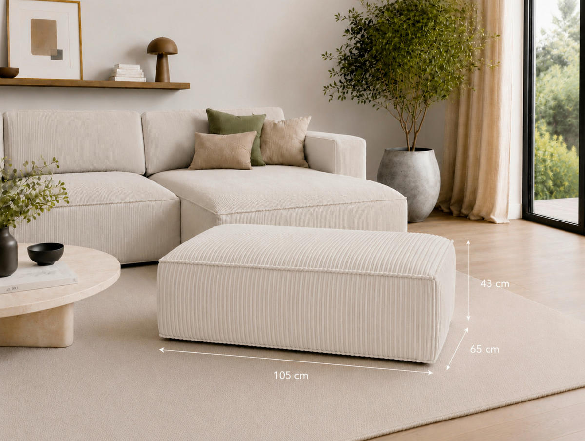 HOCKER Textil, Holzwerkstoff Beige  - Beige/Schwarz, Konventionell, Holzwerkstoff/Kunststoff (105/43/65cm) - Livetastic
