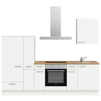 KÜCHENLEERBLOCK 270 cm   in Weiß, Eichefarben  - Edelstahlfarben/Eichefarben, MODERN, Holzwerkstoff/Metall (270cm) - Nobilia