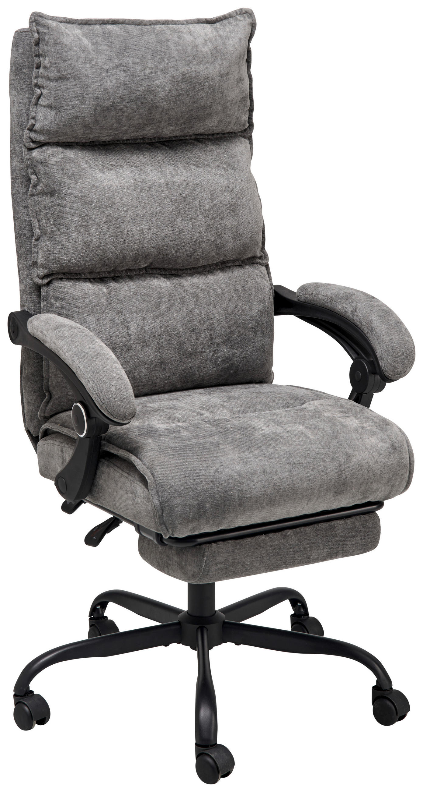 DREHSTUHL  in Chenille Grau  - Schwarz/Grau, LIFESTYLE, Holz/Kunststoff (66/112-120/62cm) - MID.YOU