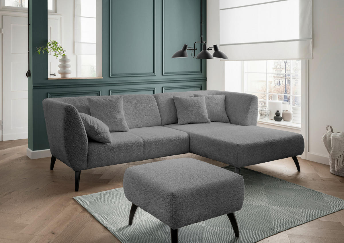 HOCKER in Holz, Textil Anthrazit  - Anthrazit/Schwarz, MODERN, Holz/Textil (66/44/66cm) - MID.YOU