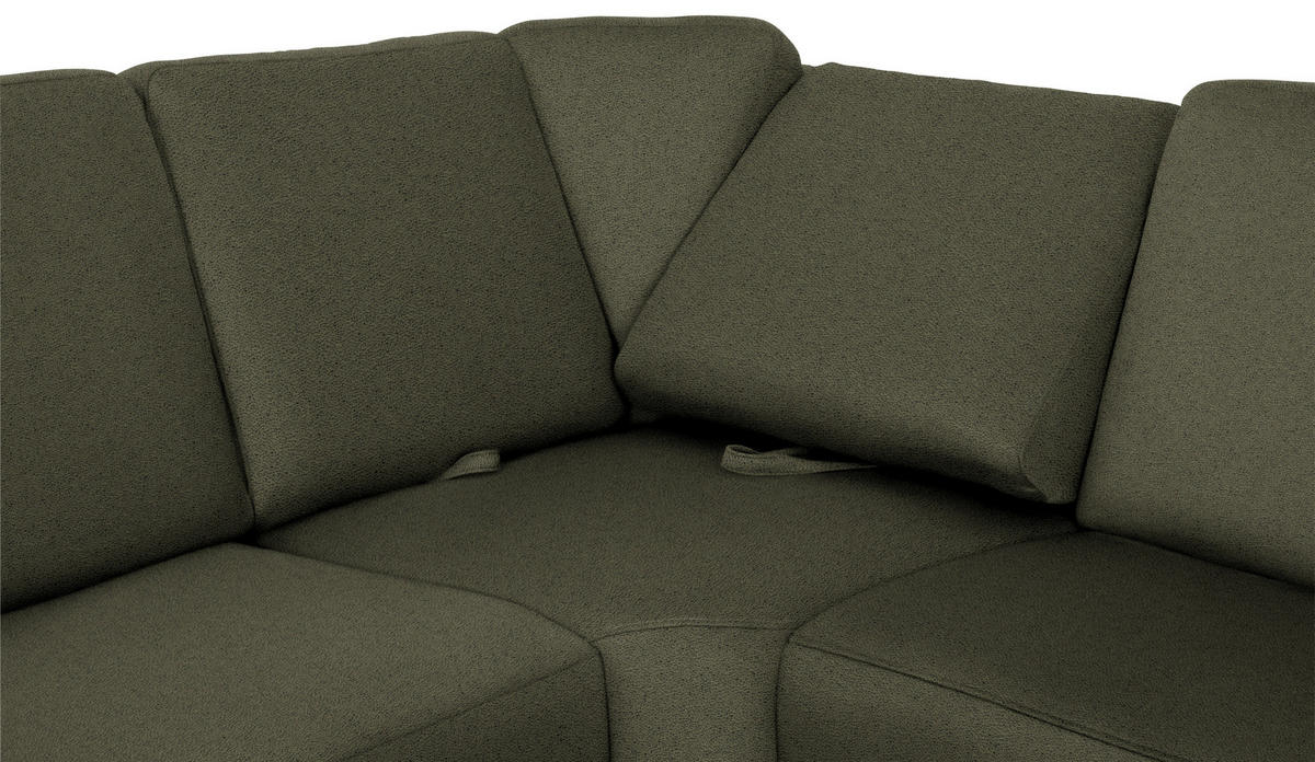 WOHNLANDSCHAFT in Flachgewebe Grün  - Chromfarben/Grün, Konventionell, Textil/Metall (240/330/163cm) - Beldomo System