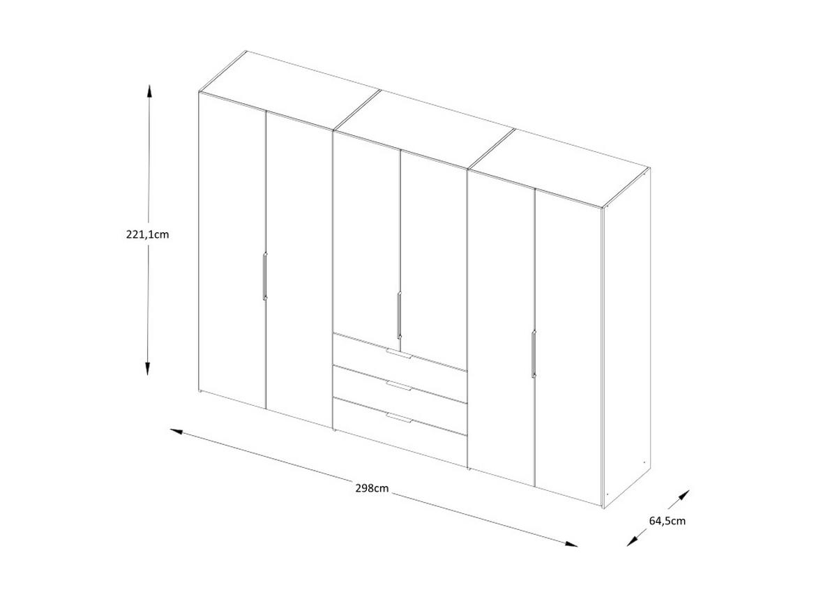 DREHTÜRENSCHRANK inkl. Zubehör 298/222/63 cm,  in Eiche Artisan, 6-türig  - Alufarben/Eiche Artisan, Design, Holzwerkstoff/Metall (298/222/63cm) - Dieter Knoll
