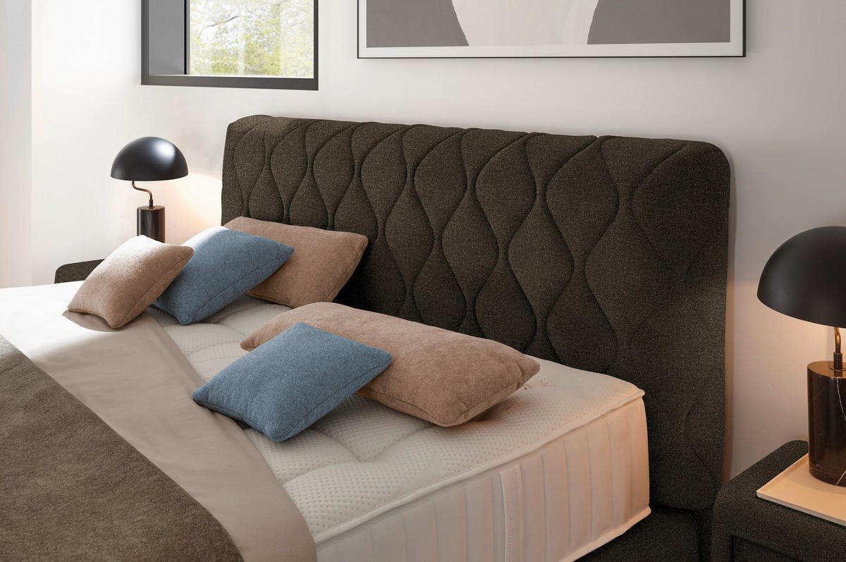 BOXSPRINGBETT 180/200 cm  in Dunkelbraun  - Dunkelbraun/Schwarz, Design, Kunststoff/Textil (180/200cm) - Johann Jakob