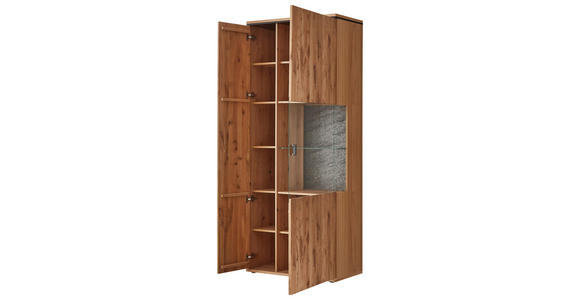 VITRINE  in furniert, massiv Asteiche Eichefarben  - Eichefarben/Anthrazit, KONVENTIONELL, Glas/Holz (90,2/208,9/37,4cm) - Linea Natura
