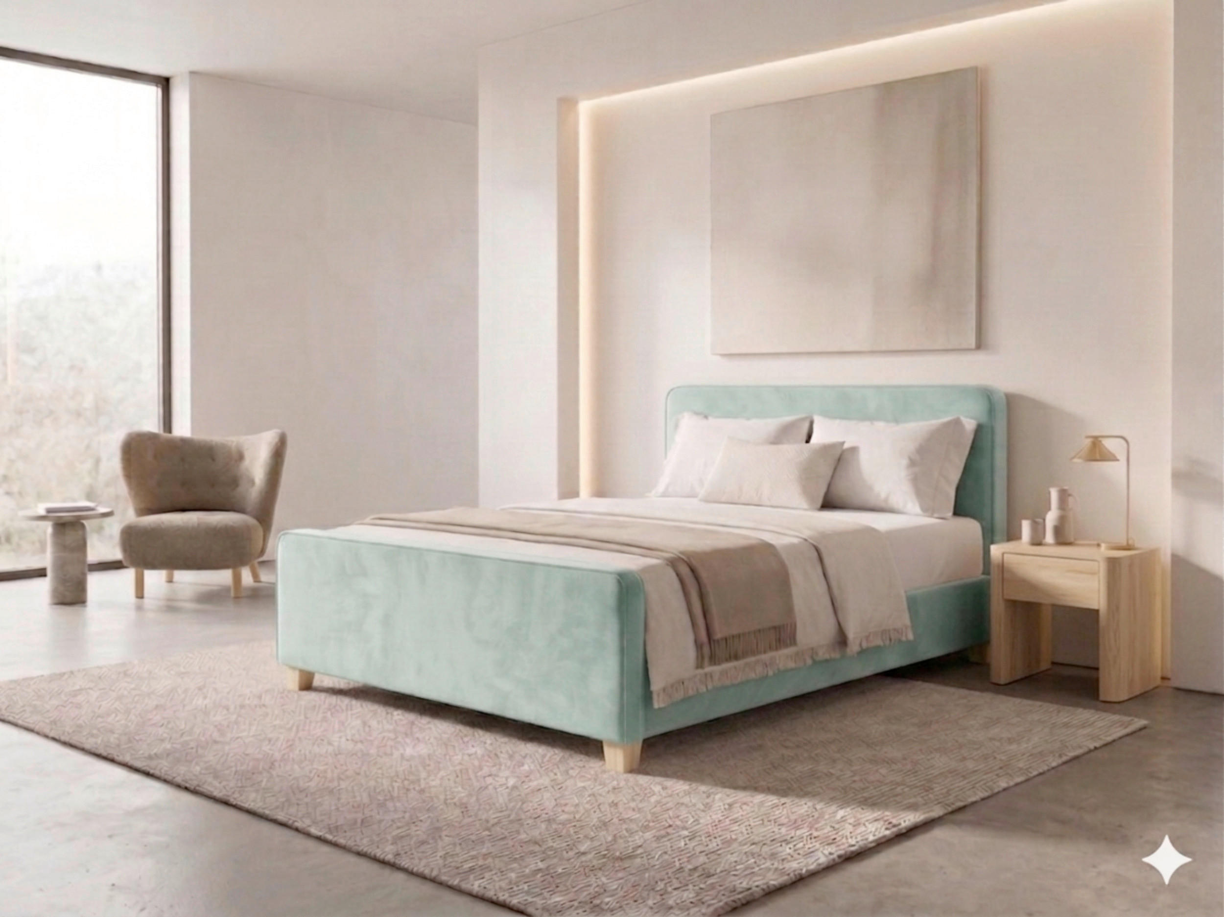 BOXBETT 160/200 cm,  in Mintgrün, Bettkasten, Topper, H3 = fest  - Kernbuche/Mintgrün, MODERN, Holz/Textil (160/200cm) - MID.YOU