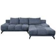 ECKSOFA in Chenille Dunkelblau  - Schwarz/Dunkelblau, MODERN, Textil/Metall (290/182cm) - Hom`in