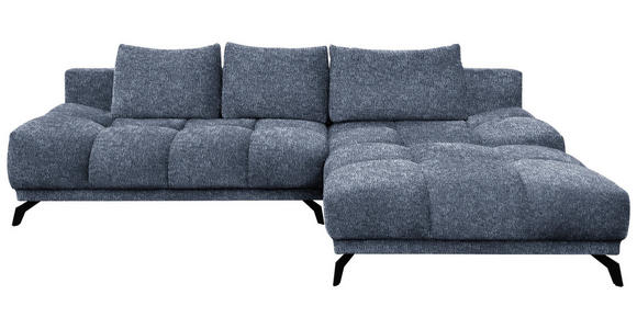 ECKSOFA in Chenille Dunkelblau  - Schwarz/Dunkelblau, MODERN, Textil/Metall (290/182cm) - Hom`in