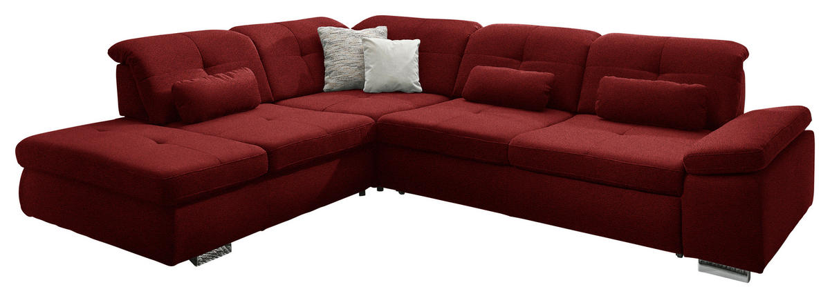 ECKSOFA  in Mikrofaser Dunkelrot  260/312 cm  - Chromfarben/Dunkelrot, Design, Textil/Metall (260/312cm) - Beldomo Style