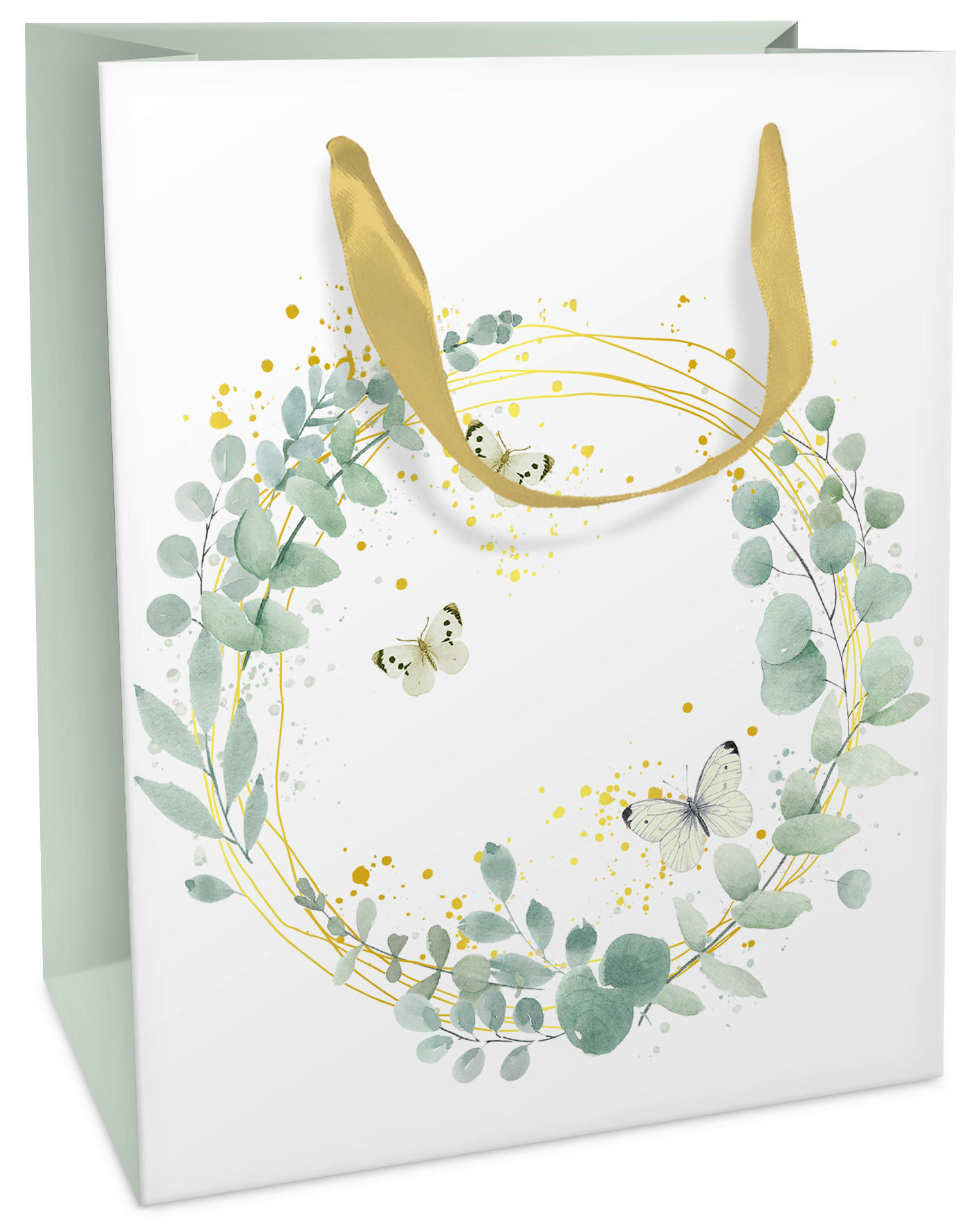 GESCHENKTASCHE  - Salbeigrün, Natur, Papier (12/15/6cm)