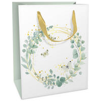 GESCHENKTASCHE  - Salbeigrün, Natur, Papier (12/15/6cm)