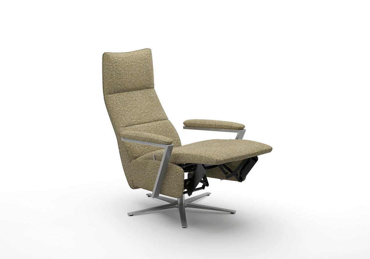 RELAXSESSEL TV VARIO COMFORT E S1 Chenille Kopfteilverstellung, Rücken echt    - Silberfarben/Olivgrün, Basics, Textil/Metall (70/124/85cm) - Sit & More