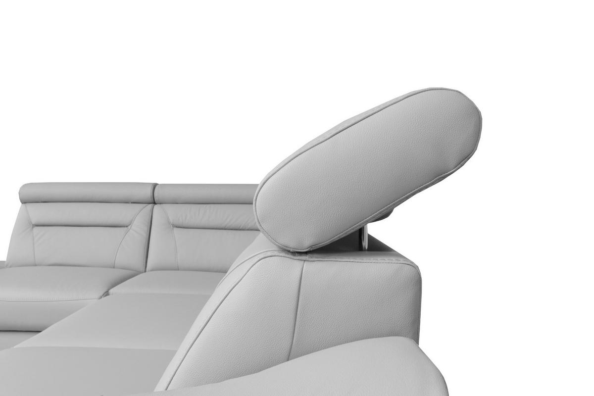 ECKSOFA  in Lederlook Echtleder Platinfarben  - Platinfarben/Wengefarben, Design, Leder/Holz (212/260cm) - Celina Home
