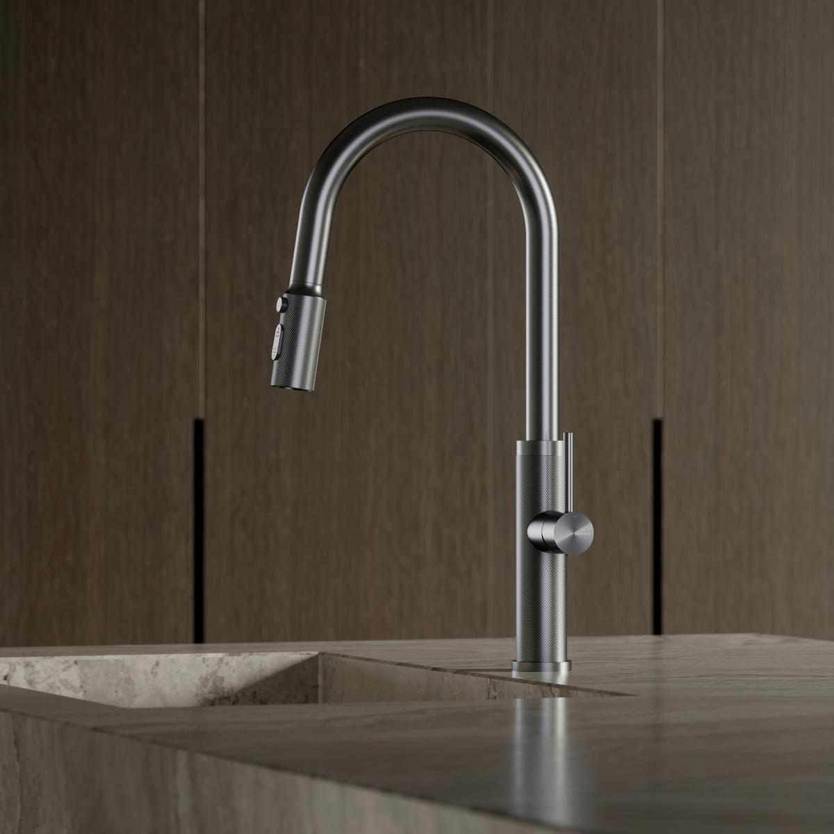 KÜCHENARMATUR  - Dunkelgrau, Design, Metall (4,3/45,4/23cm) - Dieter Knoll