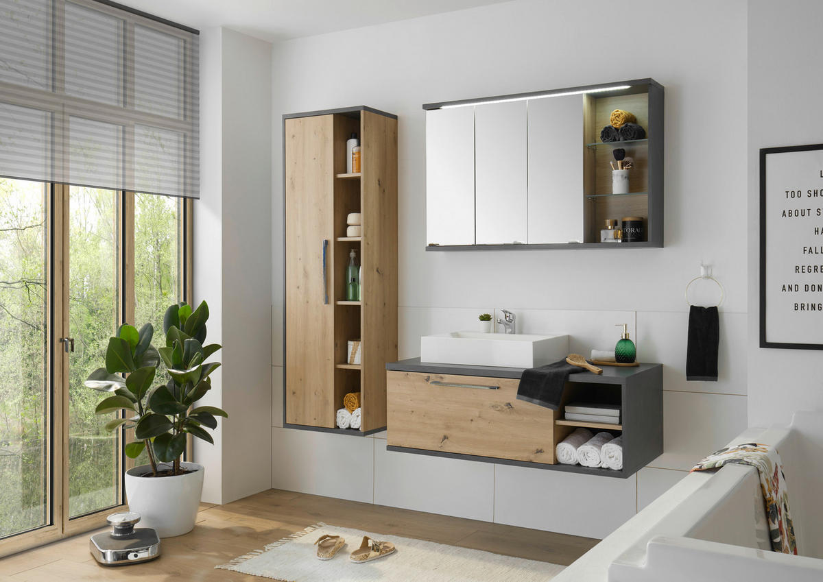 OMARA Z OGLEDALOM 110/70/21 cm  - barve kroma/antracit, Konvencionalno, umetna masa/steklo (110/70/21cm) - MID.YOU