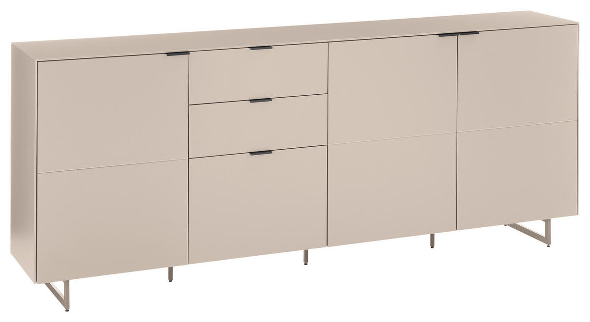 SIDEBOARD Schwarz, Kaschmir  220/89/38 cm  - Kaschmir/Schwarz, MODERN, Holzwerkstoff/Metall (220/89/38cm) - Carryhome