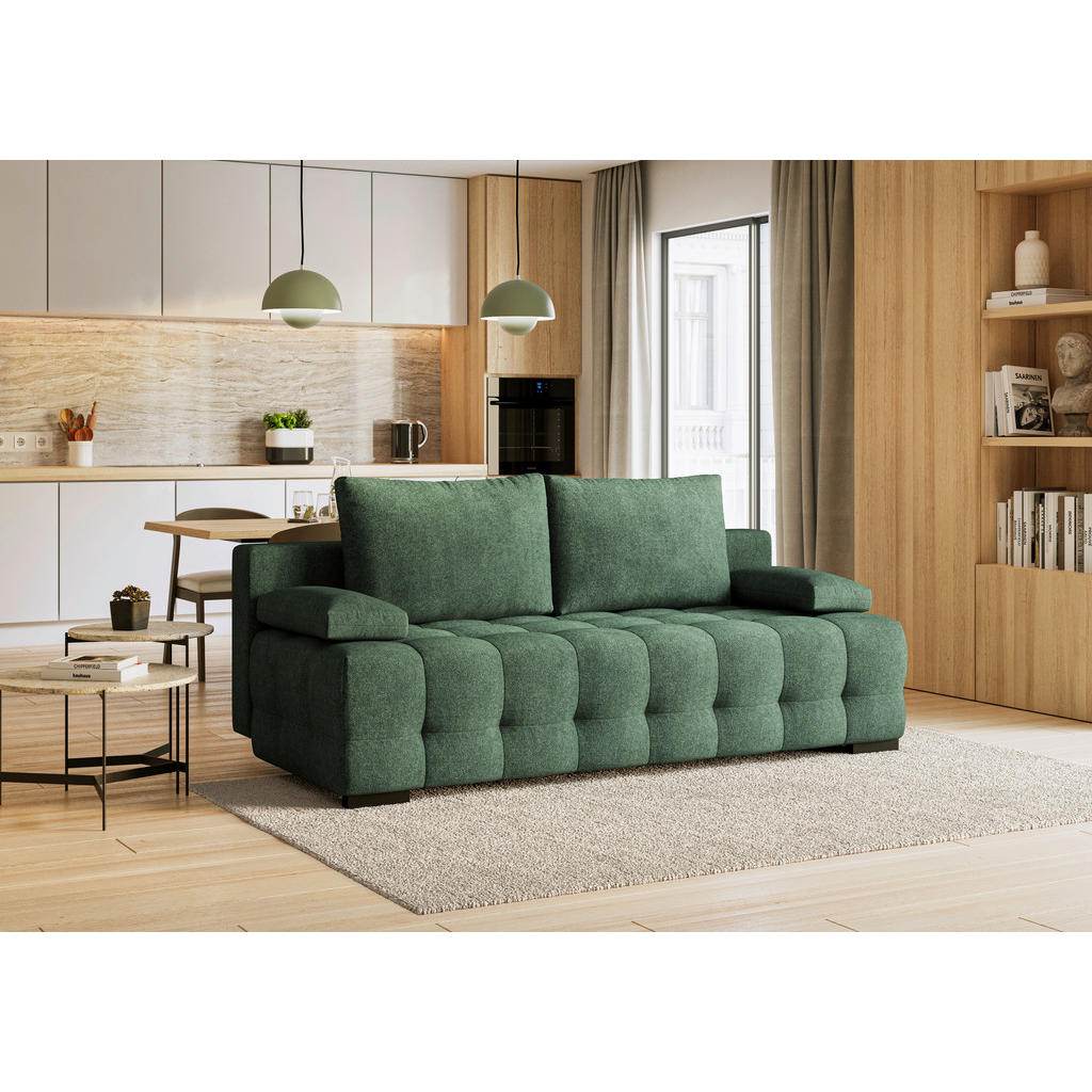 Thumbnail - Stylife Schlafsofa Jensen, Grün, Textil, 2-Sitzer, Füllung: Faserbällchen, Schaumstoffflocken,Faserbällchen, Schaumstoff...
