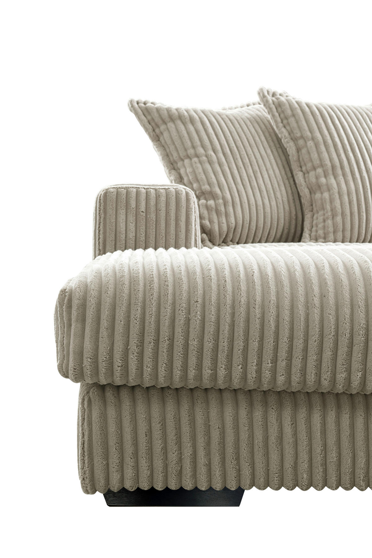 ECKSOFA FUNNY Hellgrau Cord  - Hellgrau/Schwarz, Basics, Kunststoff/Textil (195/285cm) - Livetastic