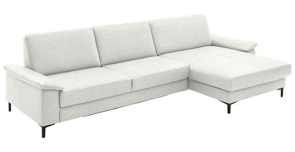 ECKSOFA  in Echtleder Weiß  334/176 cm  - Schwarz/Weiß, Design, Leder/Metall (334/176cm) - Dieter Knoll