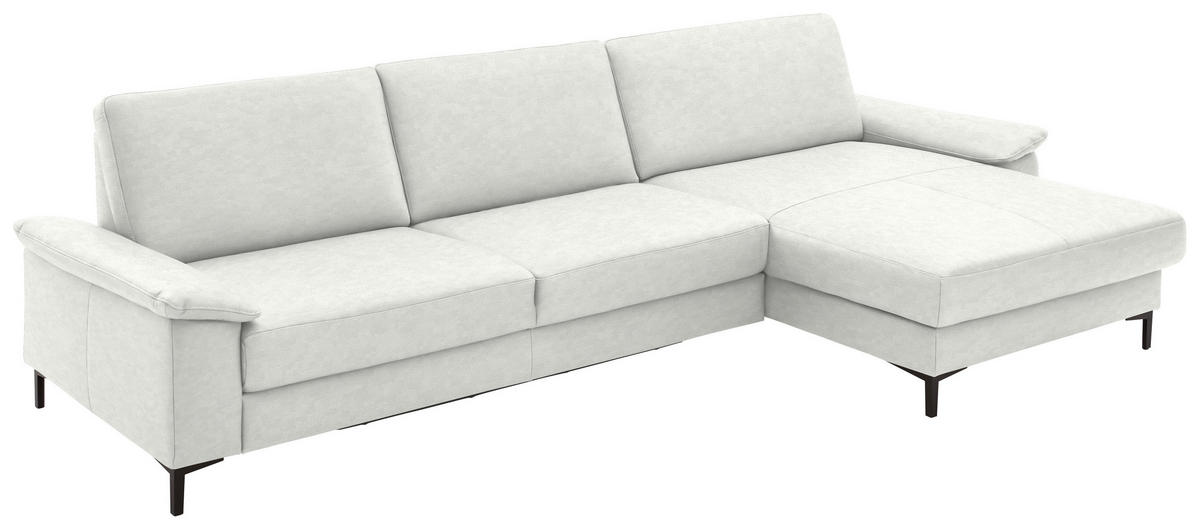ECKSOFA in Echtleder Weiss  - Weiss/Schwarz, Design, Leder/Metall (334/176cm) - Dieter Knoll