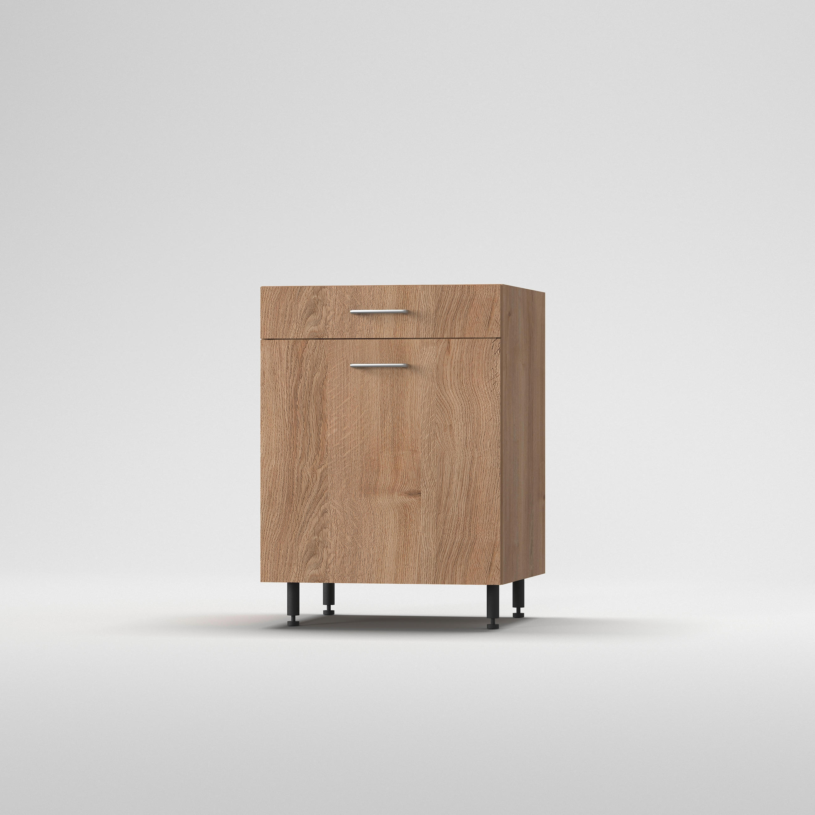KONYHAI ALSÓSZEKRÉNY - tölgyfa, Basics, fa/fém (60/87/56cm) - Carryhome