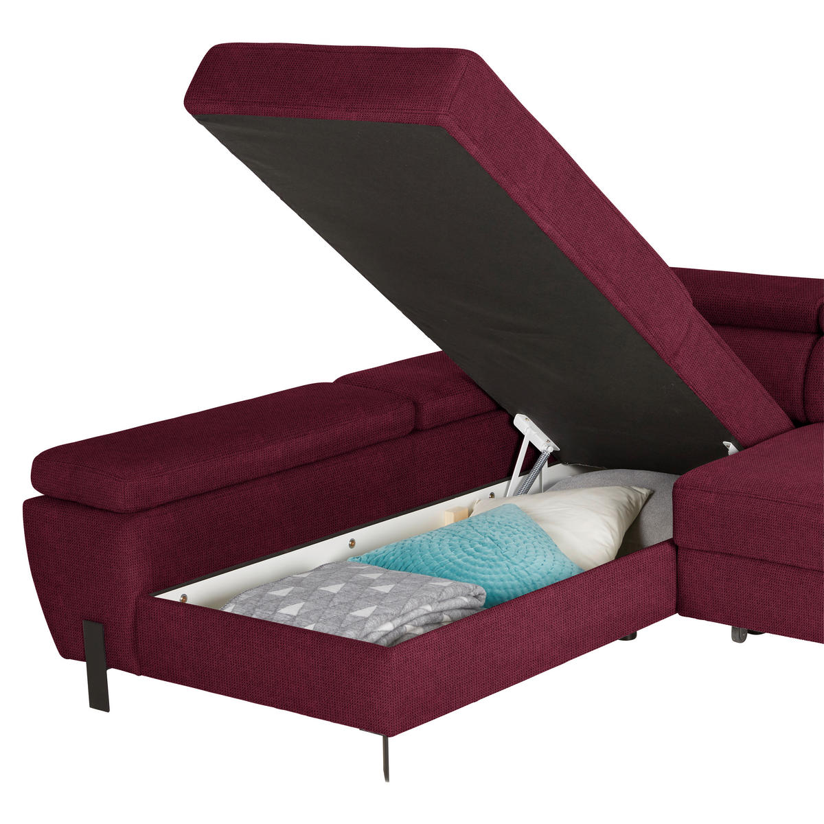 HÖRNSOFFA i vävt tyg bordeaux  - bordeaux/svart, Modern, metall/textil (93/90/277cm) - MID.YOU