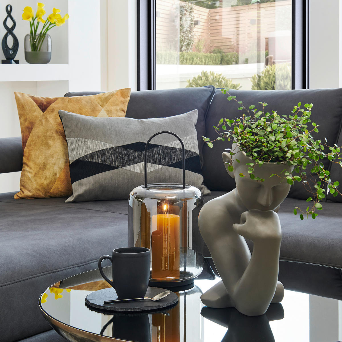 ECKSOFA inkl.Funktionen Anthrazit Mikrofaser  - Anthrazit/Schwarz, Design, Textil/Metall (224/305cm) - Dieter Knoll