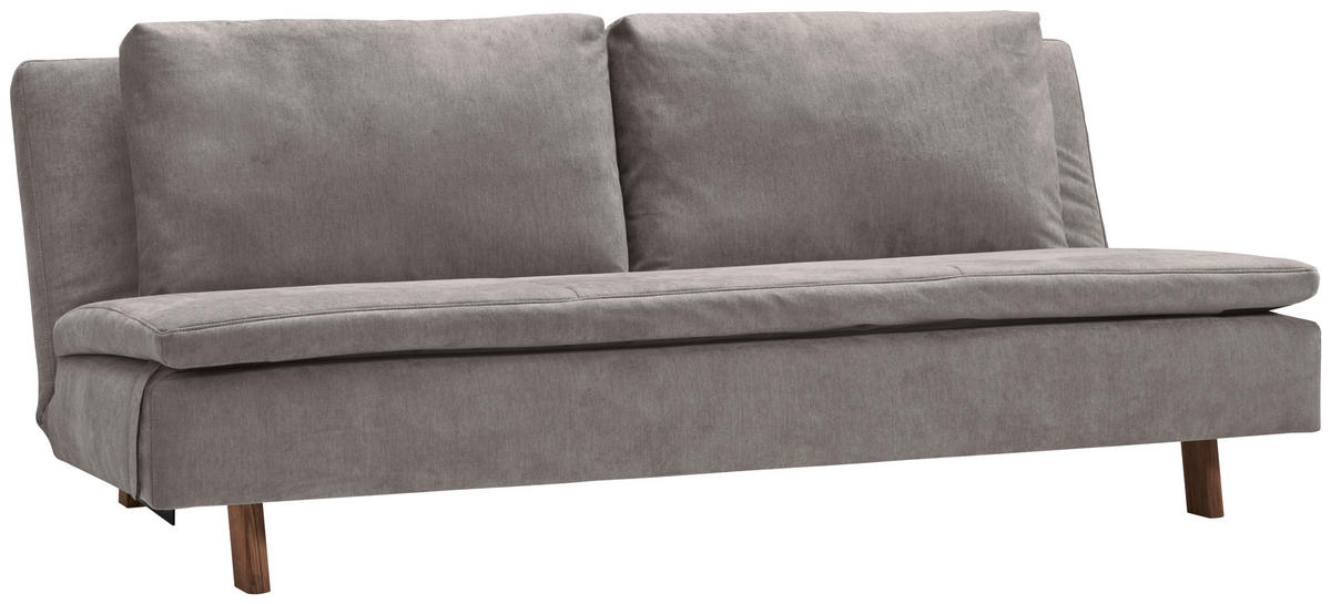 SCHLAFSOFA Flachgewebe Greige  - Greige/Eichefarben, KONVENTIONELL, Holz/Textil (205/85/98cm) - Carryhome