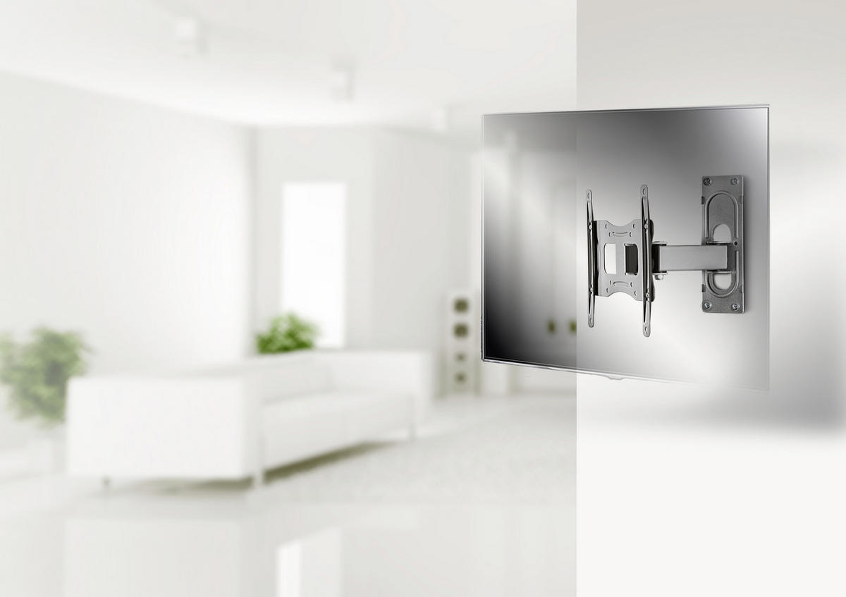 TV-Wandhalter in Silberfarbe in Silberfarben  - Silberfarben, Konventionell, Metall (27,8/22,6/9,6cm) - MID.YOU